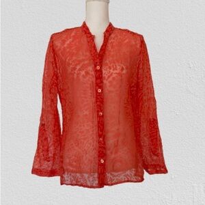 Vtg Choices Women's Floral Red Blouse, Sz L